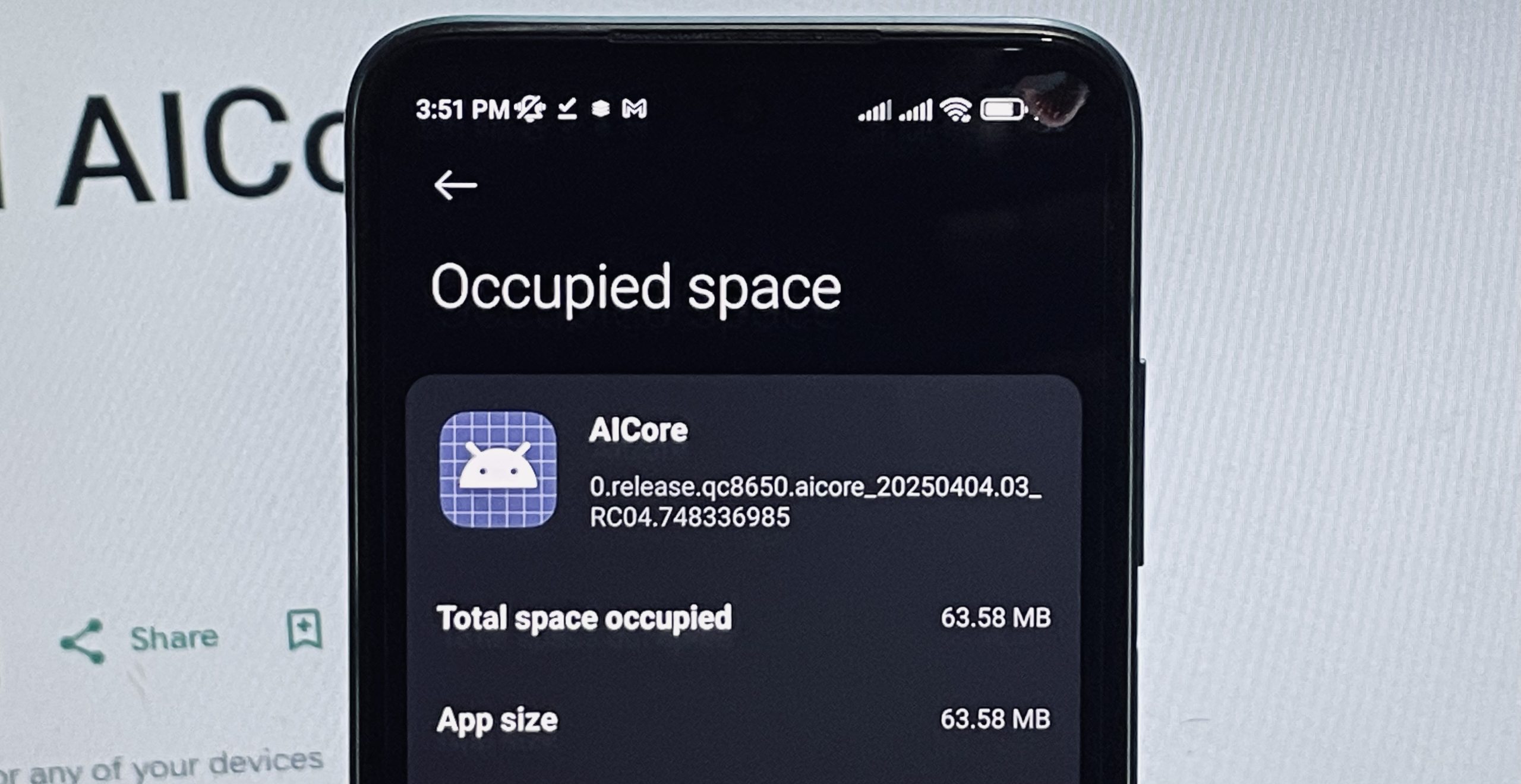 Android AI Core storage problem