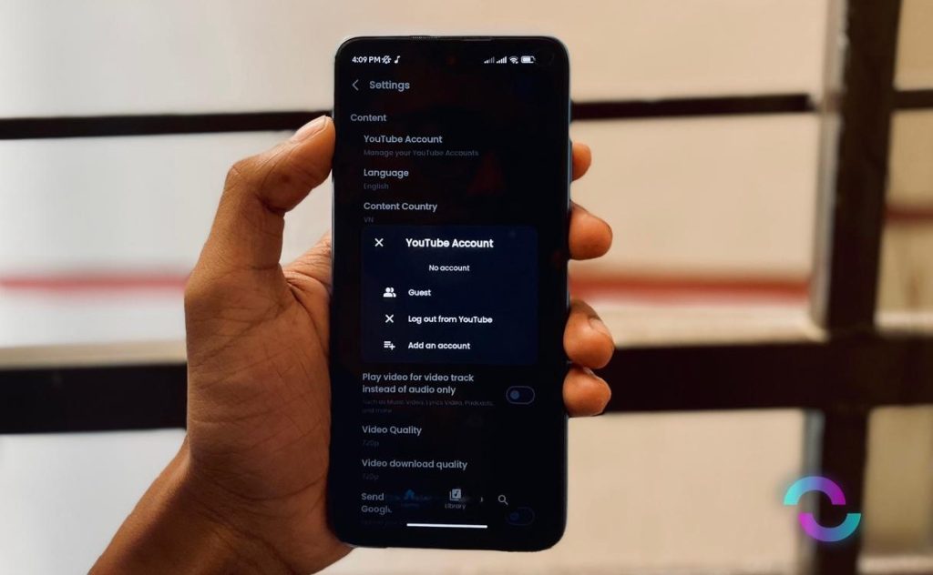 SimpMusic YouTube account login option 